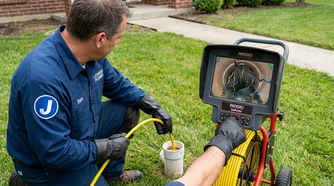 Sewer camera inspection being performed by Johns Plumbing LLC in Durham