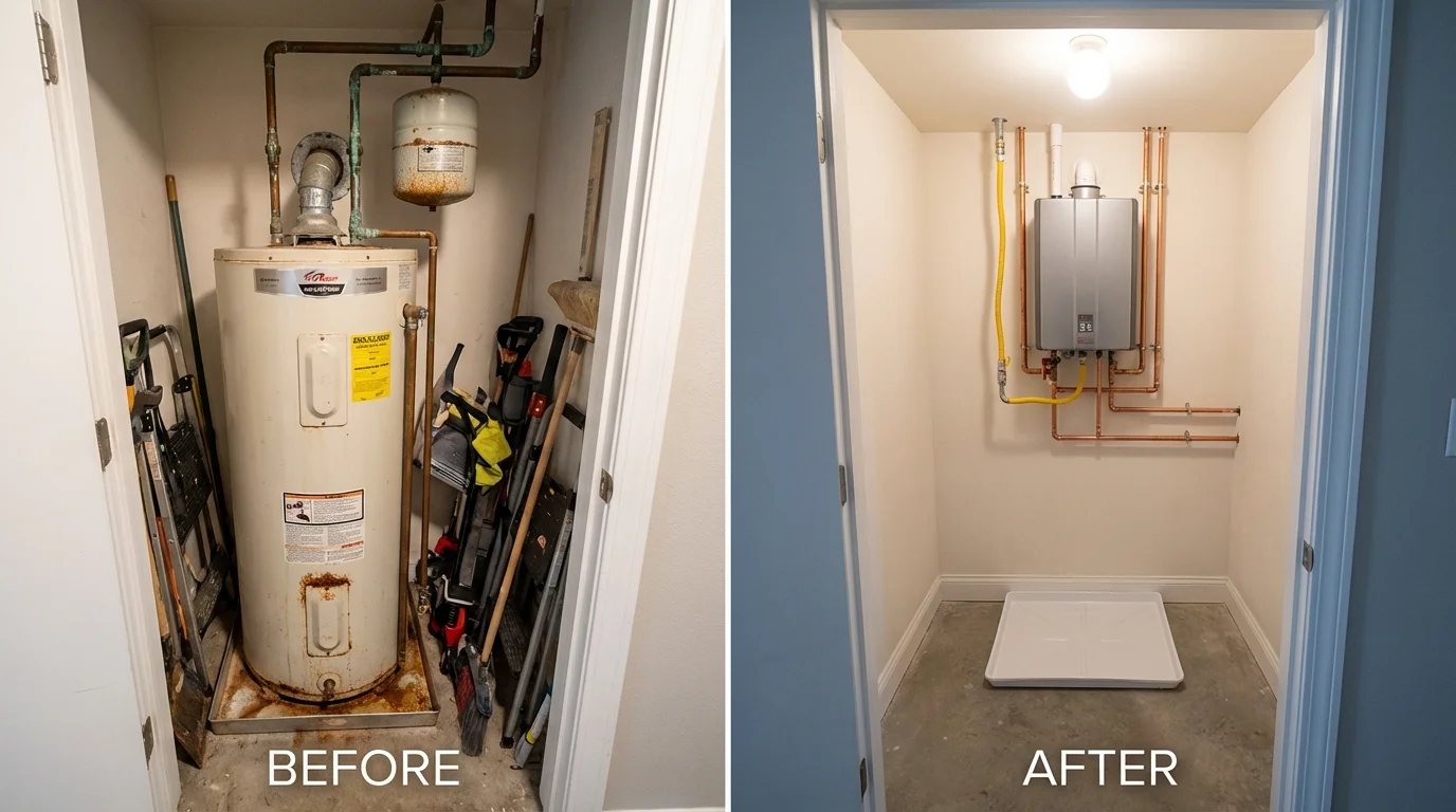Tank water heater versus wall-mounted tankless unit comparison for Durham, NY homeowners